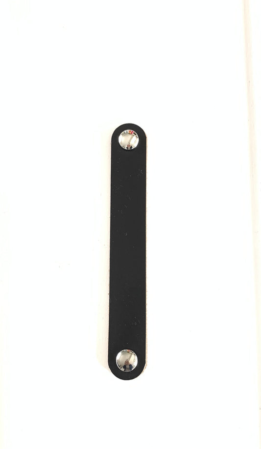 Black Genuine Leather Drawer Pull with Chrome screw head