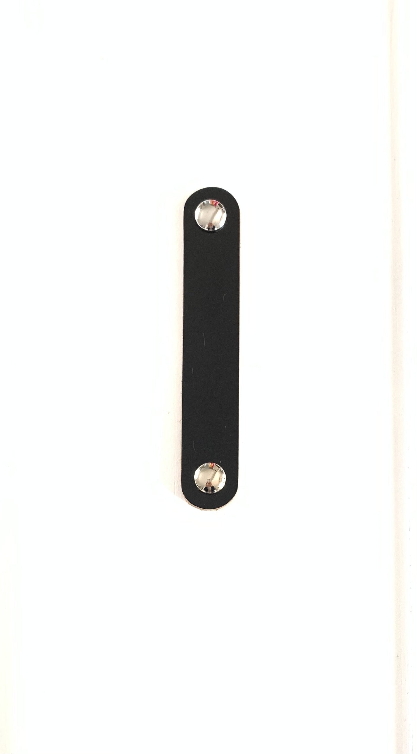 Black Genuine Leather Drawer Pull with Chrome screw head