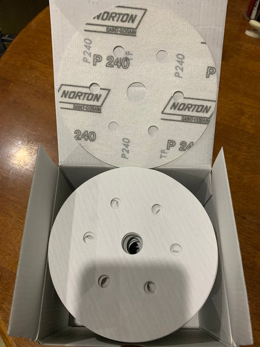 Pack of 50 - Norton Speedgrip 150mm P240 6+1 holes sanding disc