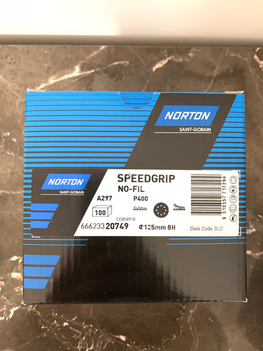 Pack of 10 - Norton Speedgrip 125mm P400 sanding disc