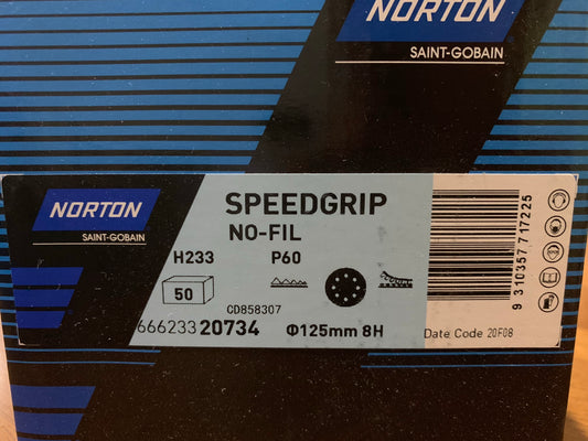 Pack of 50 - Norton Speedgrip 125mm P60 sanding disc