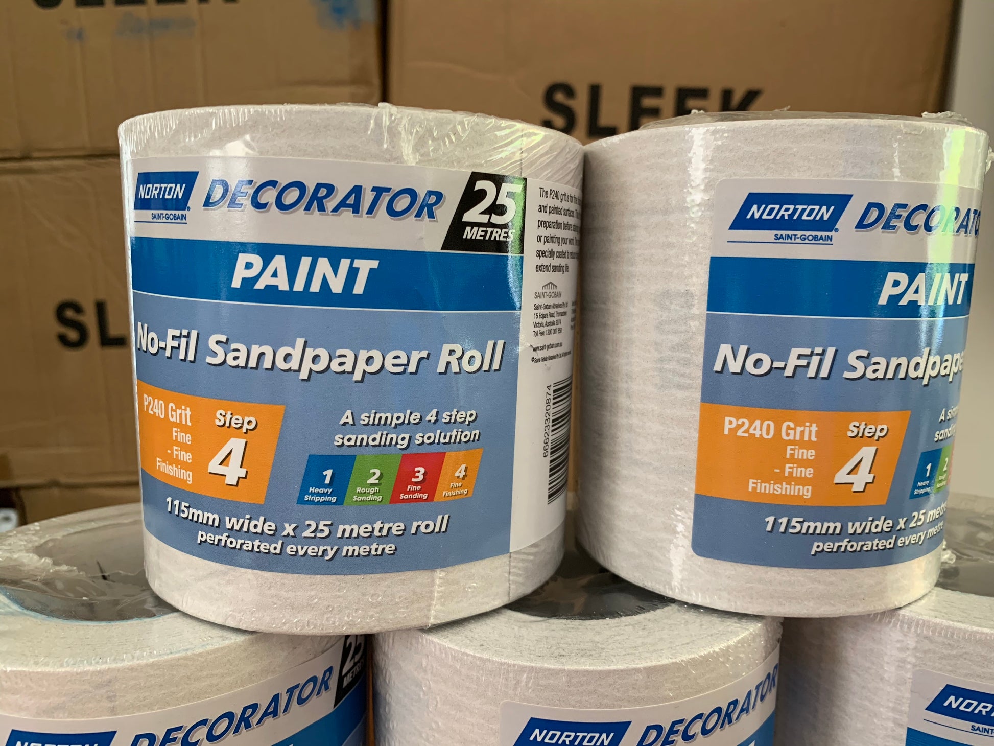 Twin Pack - Norton Non-Fil sandpaper roll 115mm x 25m P240