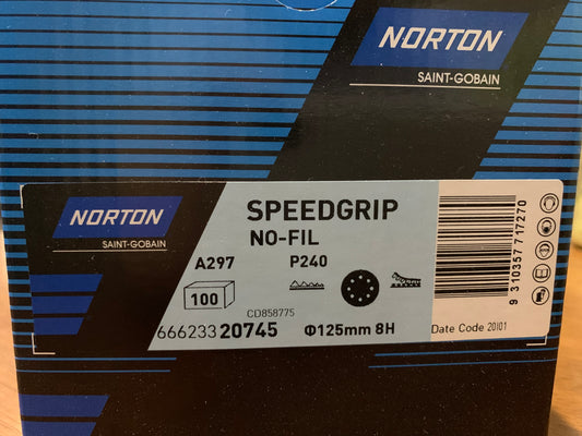 Pack of 50 - Norton Speedgrip 125mm P240 sanding disc