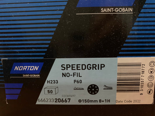 Norton Speedgrip 150mm P60 8+1 hole sanding disc