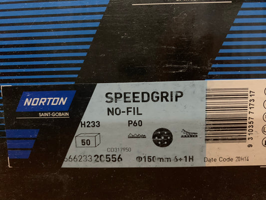Norton Speedgrip 150mm P60 6+1 hole sanding disc