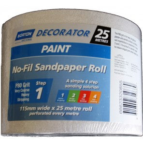 Twin Pack - Norton Non-Fil sandpaper roll 115mm x 25m P80